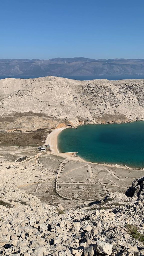 Hiking to Vela Luka and view of Vela Luka Beach on Island Krk