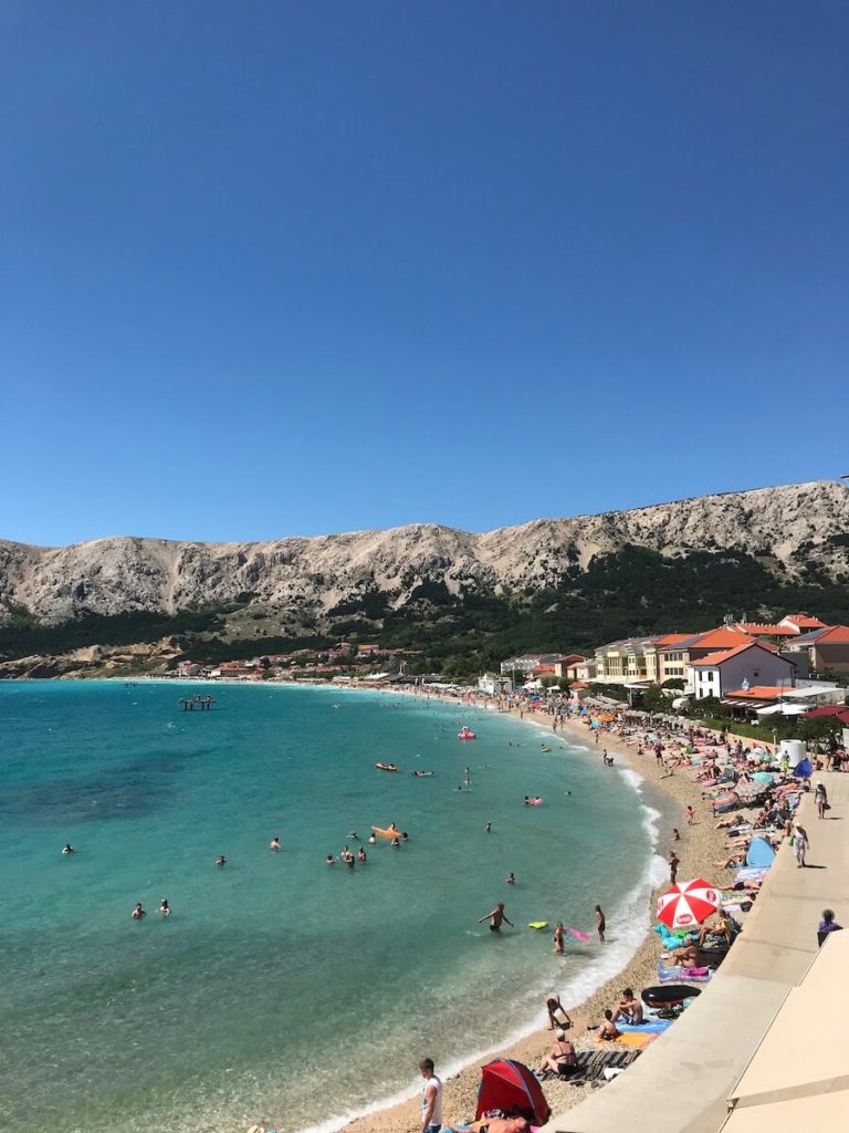 Vela plaža Baška in summer