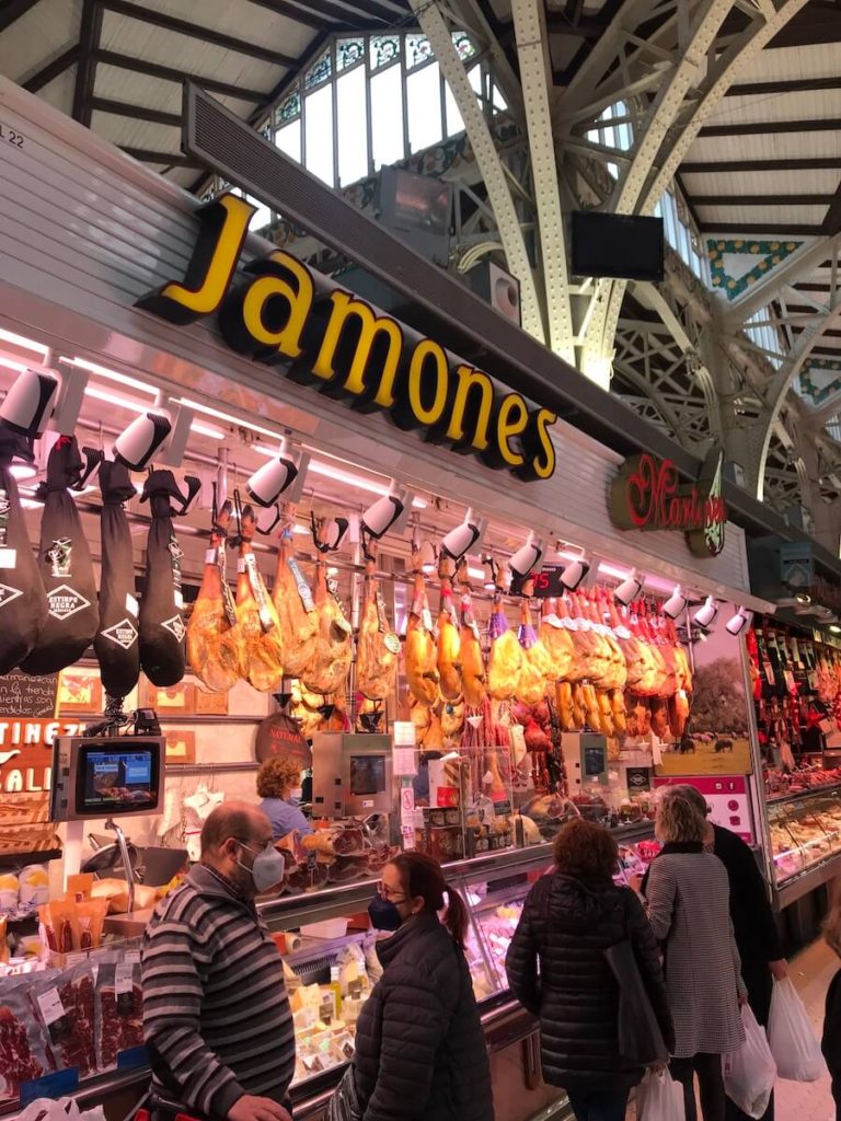 Jamon stand in the Mercado Central de Valencia