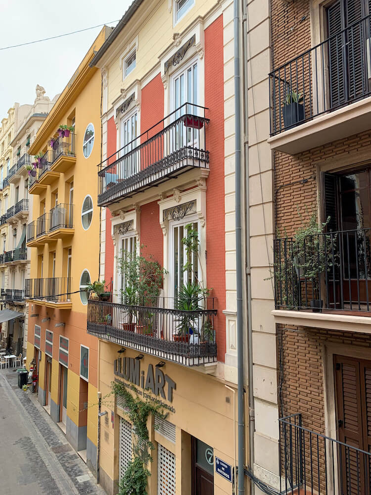 Colourful houses in the old town of Valencia