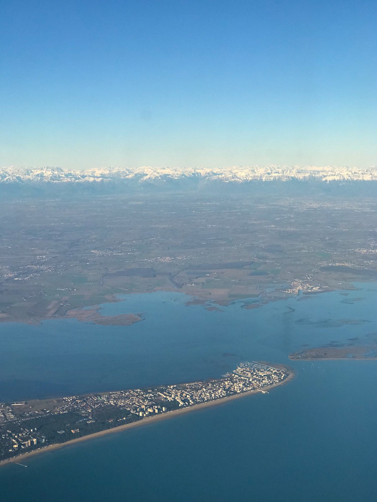 View of the Alps from the airplane